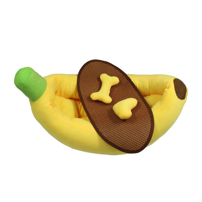Cute Banana Shape Pet Bed Winter Warm Dog Cat Kennel Cozy Pet Cartoon Bed Mat - S V528-BANANA-NEST-S-101623