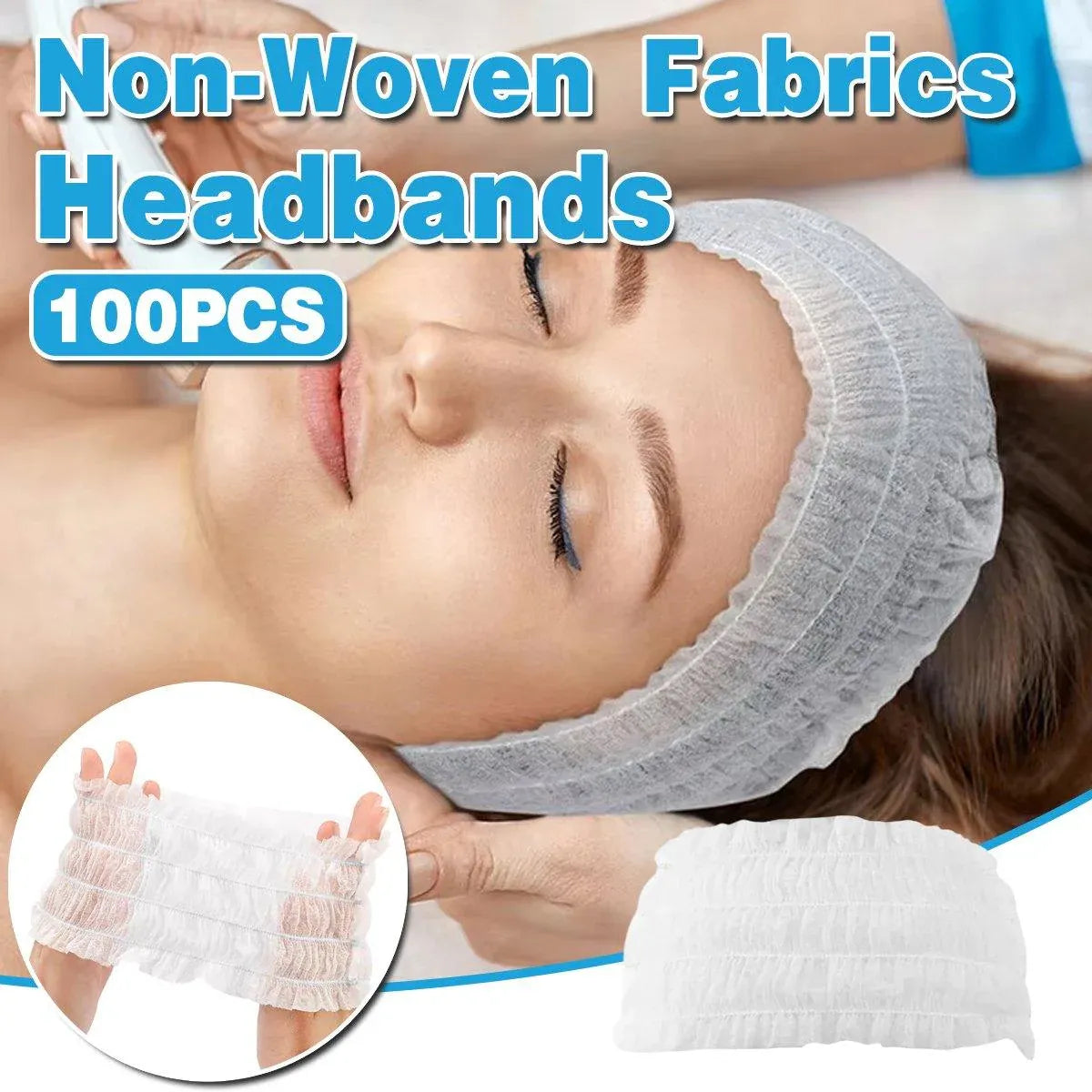 100 Beauty Salon Care Non-woven Hair Band White Edge Band Disposable Hair Net V528-BANDEAU-100PCS-656662