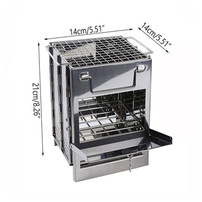 Outdoor Camping Mini Folding Wood Burning Stove Picnic Stainless Steel BBQ Grill V528-BARBECUE-GRILL-772411