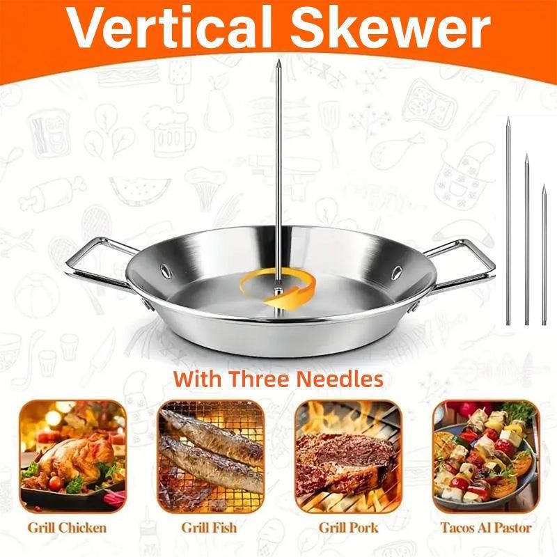 Stainless Steel Vertical Skewer Grill Pan Barbecue Kebab Rack Grill Cooking Tool V528-BARBECUE-POT-13IN-729112