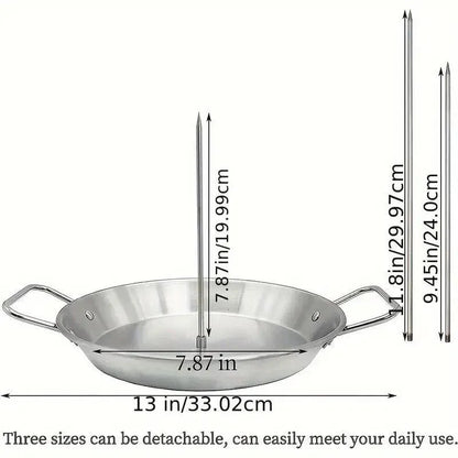 Stainless Steel Vertical Skewer Grill Pan Barbecue Kebab Rack Grill Cooking Tool V528-BARBECUE-POT-13IN-729112