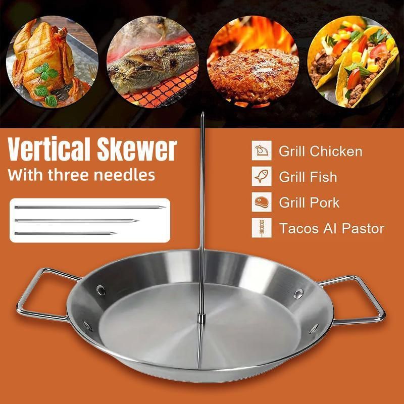 Stainless Steel Vertical Skewer Grill Pan Barbecue Kebab Rack Grill Cooking Tool V528-BARBECUE-POT-13IN-729112