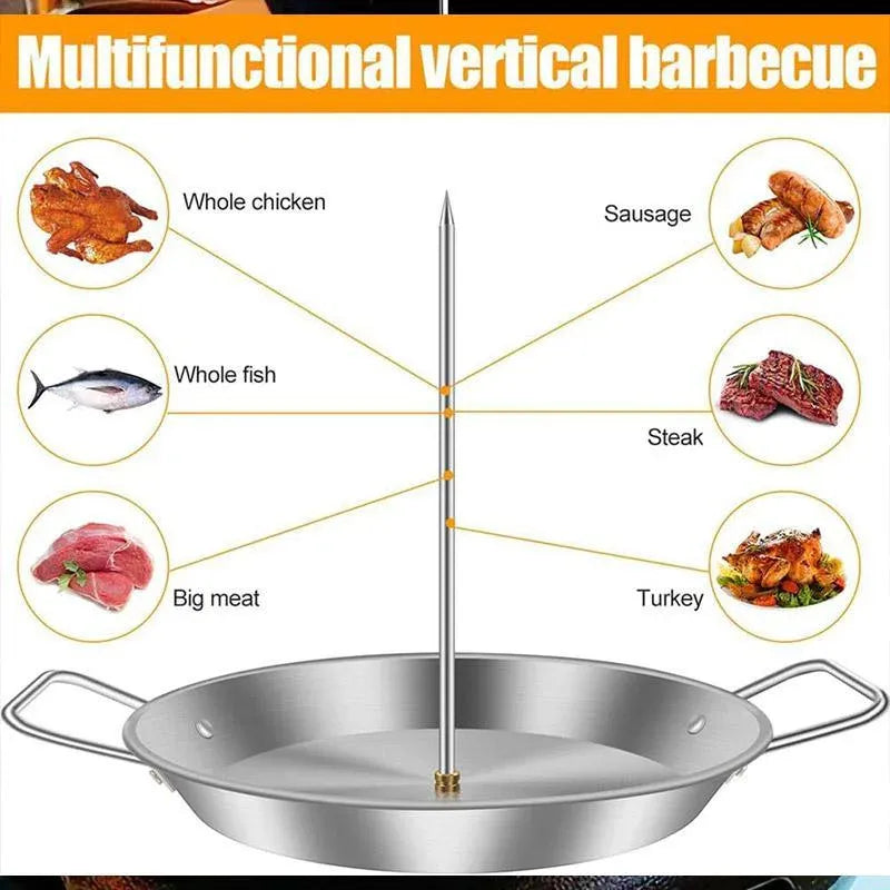 Stainless Steel Vertical Skewer Grill Pan Barbecue Kebab Rack Grill Cooking Tool V528-BARBECUE-POT-13IN-729112