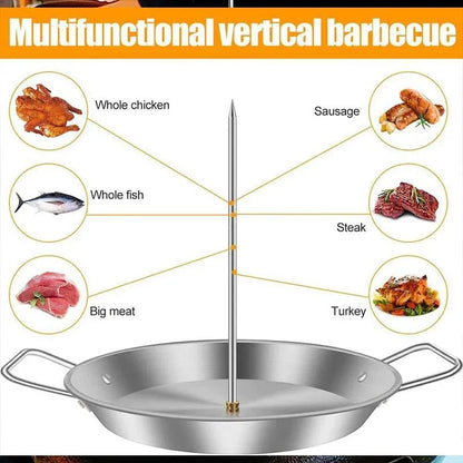 Stainless Steel Vertical Skewer Grill Pan Barbecue Kebab Rack Grill Cooking Tool V528-BARBECUE-POT-13IN-729112