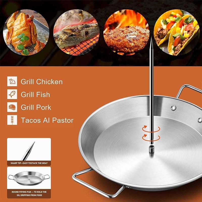 Stainless Steel Vertical Skewer Grill Pan Barbecue Kebab Rack Grill Cooking Tool V528-BARBECUE-POT-13IN-729112