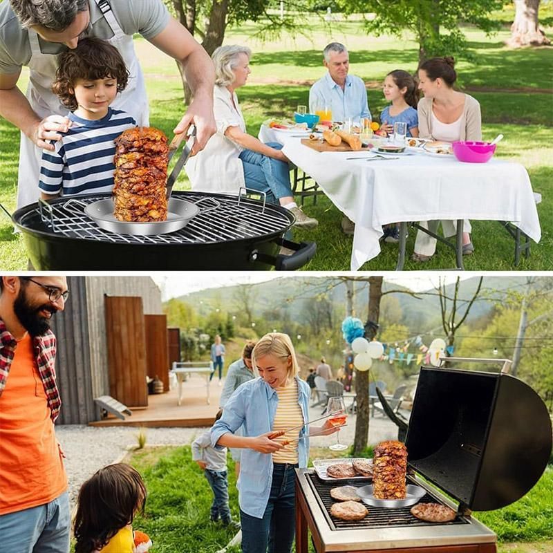 Stainless Steel Vertical Skewer Grill Pan Barbecue Kebab Rack Grill Cooking Tool V528-BARBECUE-POT-13IN-729112