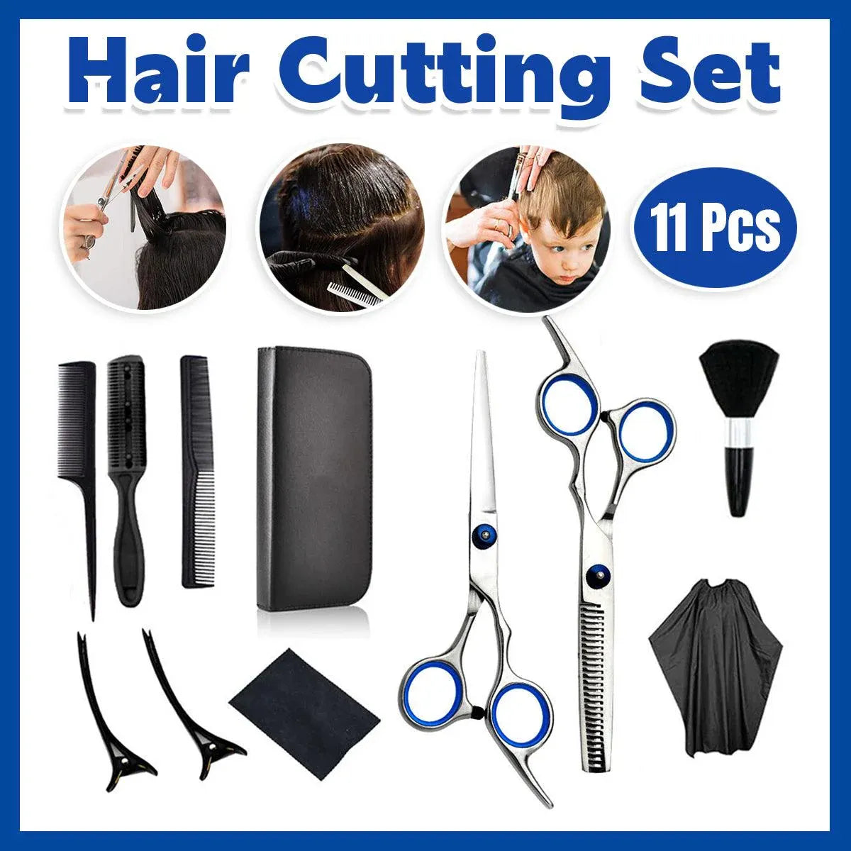 11pcs Hair Cutting Scissors Set Professional Hairdressing Scissors Barber Tools V528-BARBER-11PCS-269230