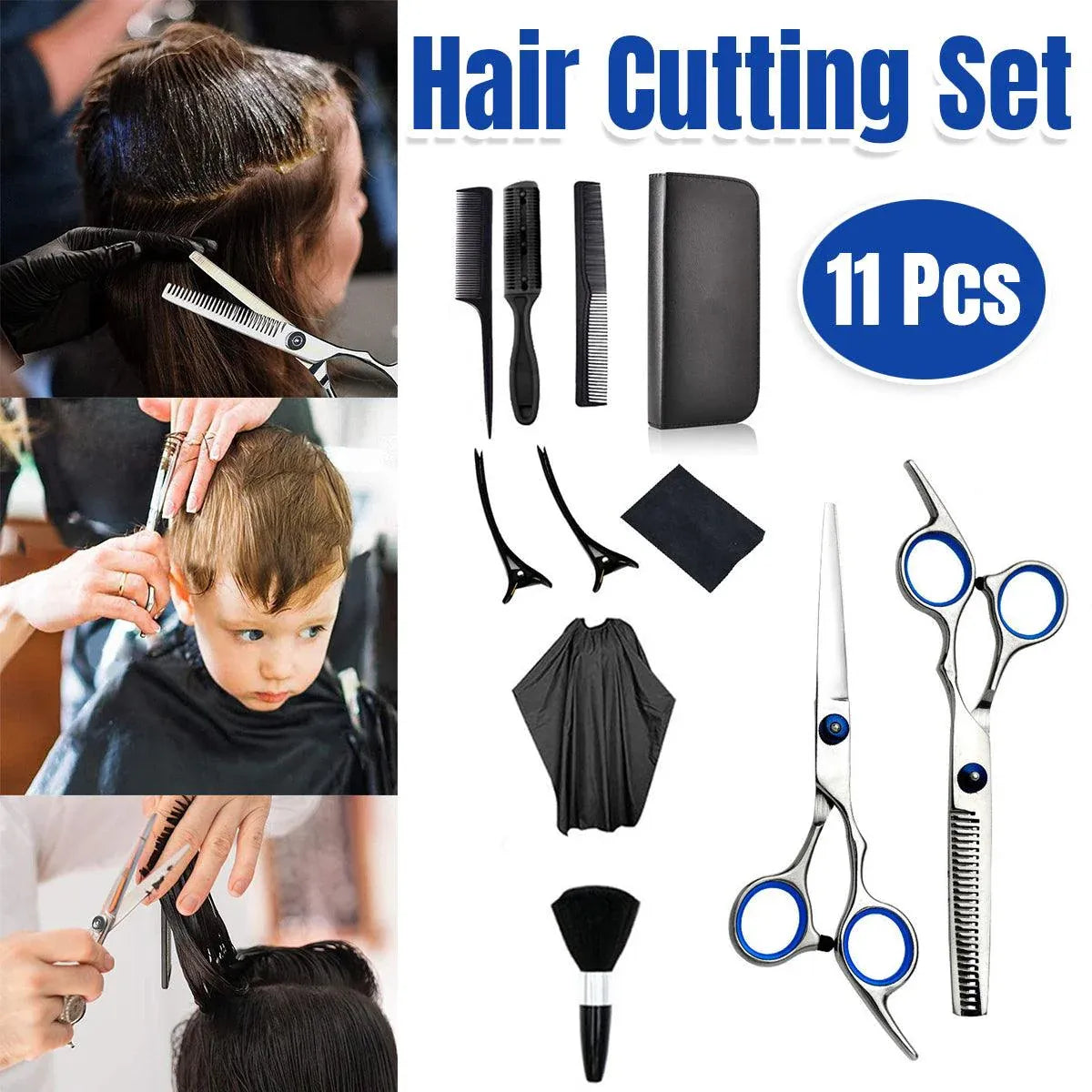 11pcs Hair Cutting Scissors Set Professional Hairdressing Scissors Barber Tools V528-BARBER-11PCS-269230