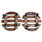 Wooden Round Universal Wheel Planter Base Tray Mobile Planter Stand for Garden V528-BASE-30-30-404922