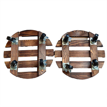 Wooden Round Universal Wheel Planter Base Tray Mobile Planter Stand for Garden V528-BASE-30-30-404922