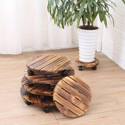 Wooden Round Universal Wheel Planter Base Tray Mobile Planter Stand for Garden V528-BASE-30-30-404922