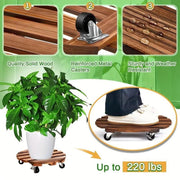 Wooden Round Universal Wheel Planter Base Tray Mobile Planter Stand for Garden V528-BASE-30-30-404922