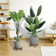 Wooden Round Universal Wheel Planter Base Tray Mobile Planter Stand for Garden V528-BASE-30-30-404922