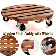 Wooden Round Universal Wheel Planter Base Tray Mobile Planter Stand for Garden V528-BASE-30-30-404922