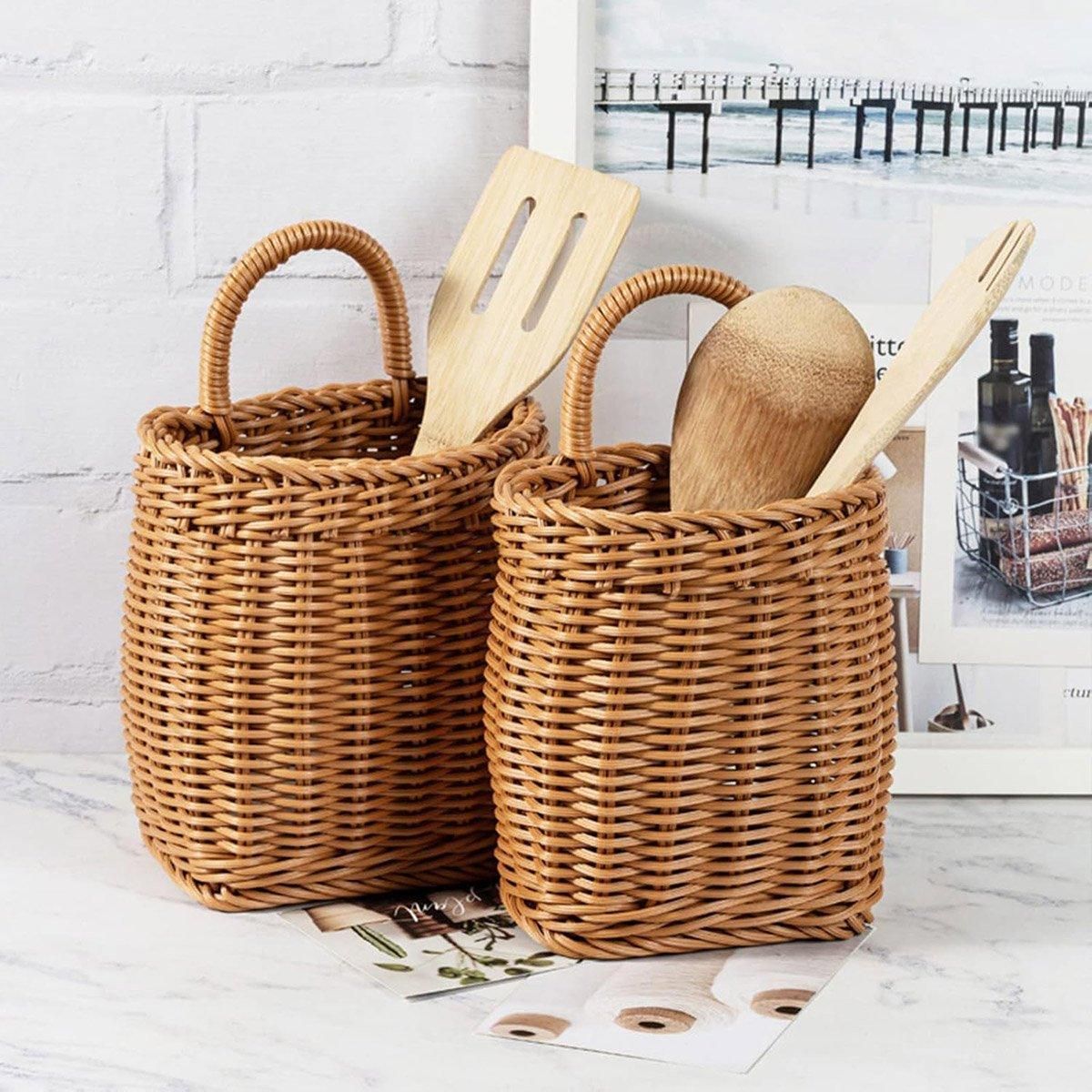 Vintage Wall Hanging Basket Kitchen Storage Basket Small Flower Basket Organizer - 15cm V528-BASKET-15CM-748469