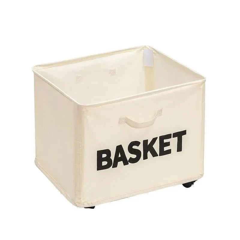 Rolling Storage Basket with Wheels for Under Desk or Shelf Organisation - Beige V528-BASKET-BEIGE-829177