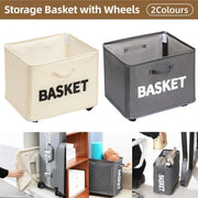 Rolling Storage Basket with Wheels for Under Desk or Shelf Organisation - Beige V528-BASKET-BEIGE-829177