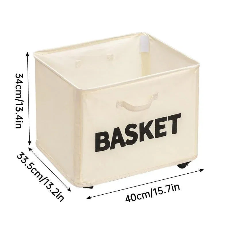 Rolling Storage Basket with Wheels for Under Desk or Shelf Organisation - Beige V528-BASKET-BEIGE-829177