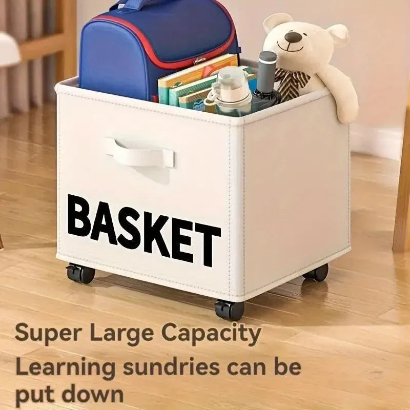 Rolling Storage Basket with Wheels for Under Desk or Shelf Organisation - Beige V528-BASKET-BEIGE-829177