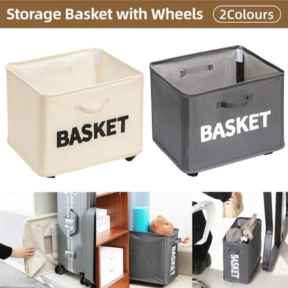 Rolling Storage Basket with Wheels for Under Desk or Shelf Organisation - Grey V528-BASKET-GREY-368128