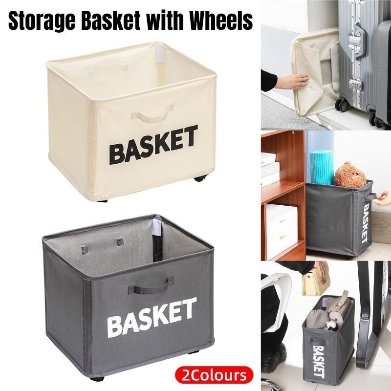 Rolling Storage Basket with Wheels for Under Desk or Shelf Organisation - Grey V528-BASKET-GREY-368128