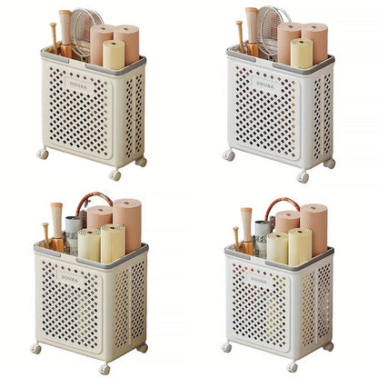 Folding Laundry Basket with Wheel Large Capacity Removable Dirty Clothes Storage - Beige-M V528-BASKET-M-BEIGE-310519