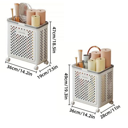 Folding Laundry Basket with Wheel Large Capacity Removable Dirty Clothes Storage - Beige-M V528-BASKET-M-BEIGE-310519