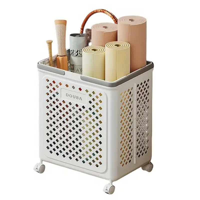 Folding Laundry Basket with Wheel Large Capacity Removable Dirty Clothes Storage - Beige-M V528-BASKET-M-BEIGE-310519