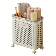 Folding Laundry Basket with Wheel Large Capacity Removable Dirty Clothes Storage - White-M V528-BASKET-M-WHITE-973457