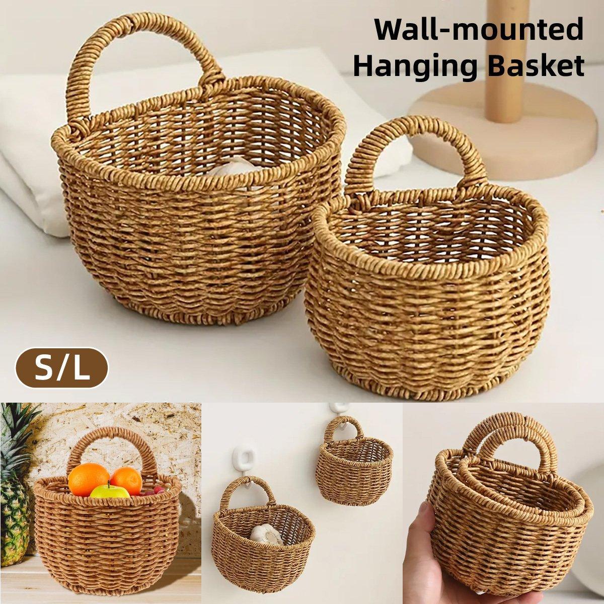 Imitation Rattan Woven Storage Basket Shelf Organizer Wash Rack for Home Decor - Small V528-BASKET-SMALL-256462