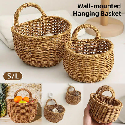 Imitation Rattan Woven Storage Basket Shelf Organizer Wash Rack for Home Decor - Small V528-BASKET-SMALL-256462