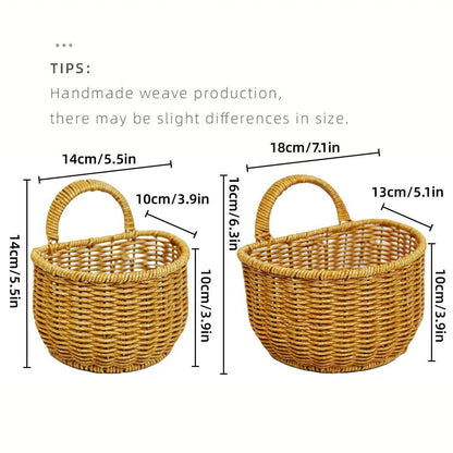 Imitation Rattan Woven Storage Basket Shelf Organizer Wash Rack for Home Decor - Small V528-BASKET-SMALL-256462