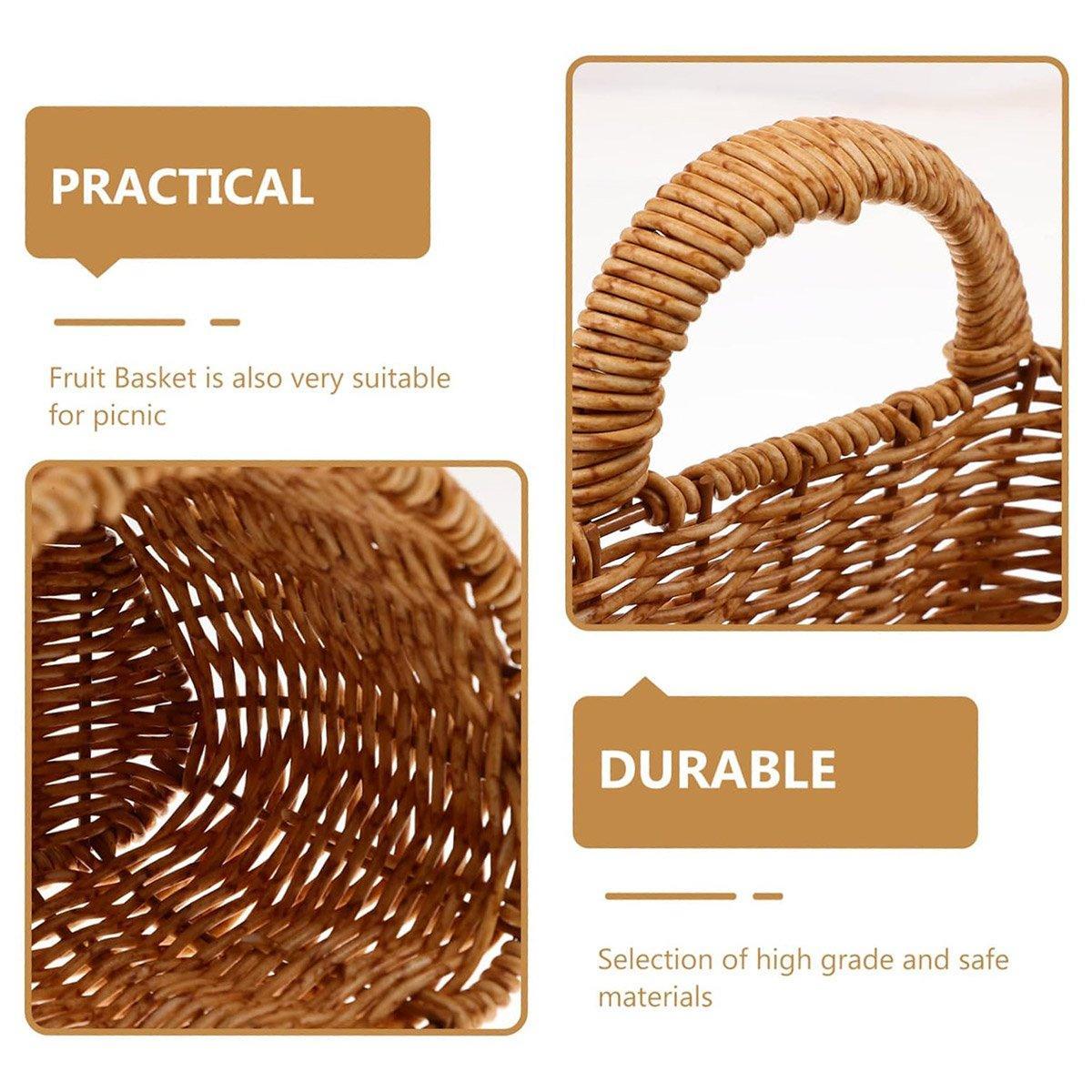Imitation Rattan Woven Storage Basket Shelf Organizer Wash Rack for Home Decor - Small V528-BASKET-SMALL-256462