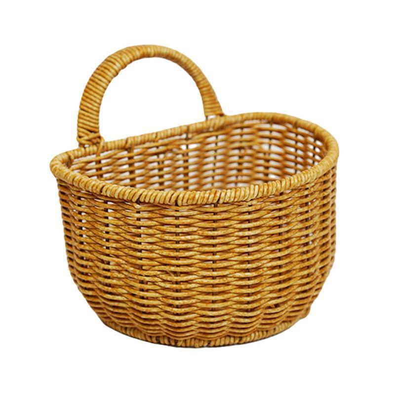 Imitation Rattan Woven Storage Basket Shelf Organizer Wash Rack for Home Decor - Small V528-BASKET-SMALL-256462