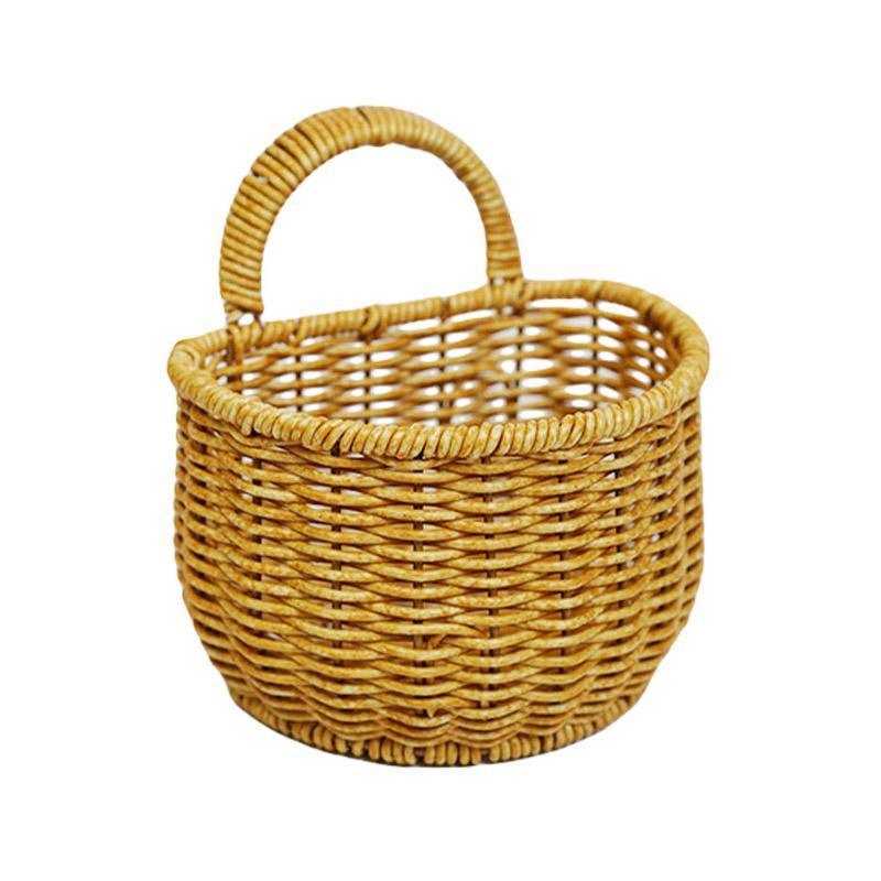 Imitation Rattan Woven Storage Basket Shelf Organizer Wash Rack for Home Decor - Small V528-BASKET-SMALL-256462