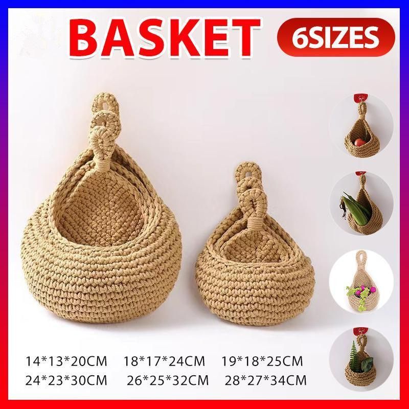 Hanging Wall Organizer Vegetable Fruit Basket Kitchen Storage Pouch Bag Diy 6Size - XL