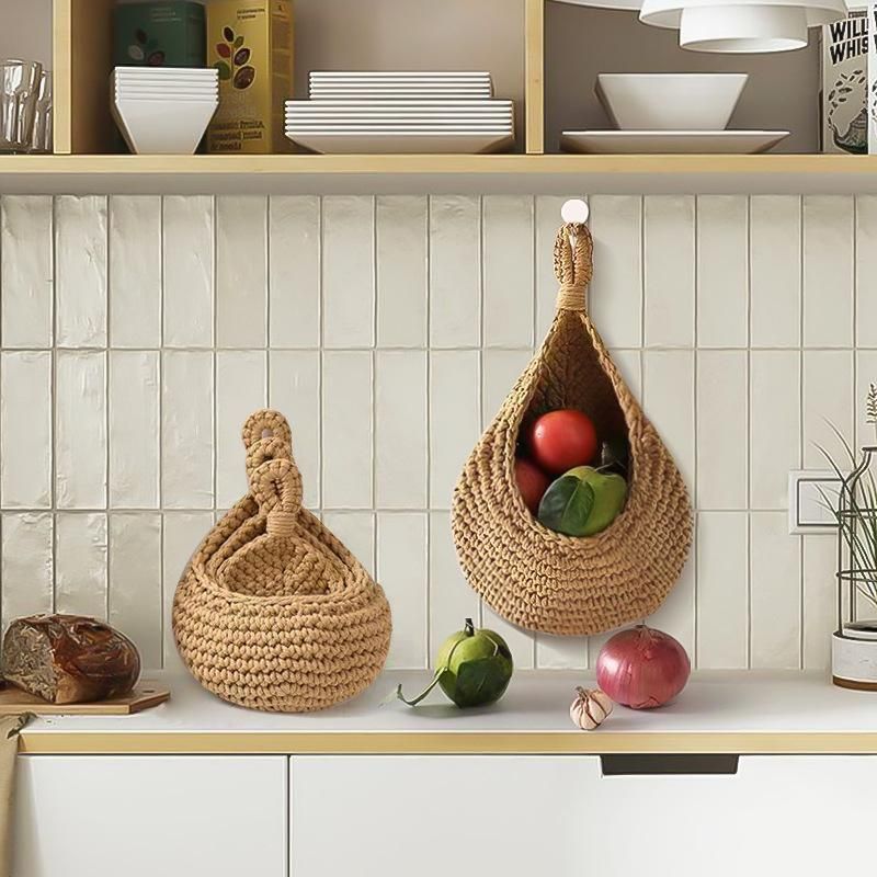 Hanging Wall Organizer Vegetable Fruit Basket Kitchen Storage Pouch Bag Diy 6Size - XXL