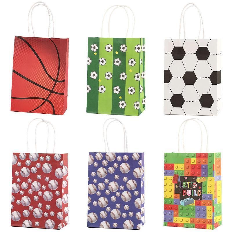 30PCS Fashion Ball Kraft Paper Gift Bag Festivals gift tote bag Party Favor Bag - Basketball-30pcs V528-BASKETBALL-30PCS-877254
