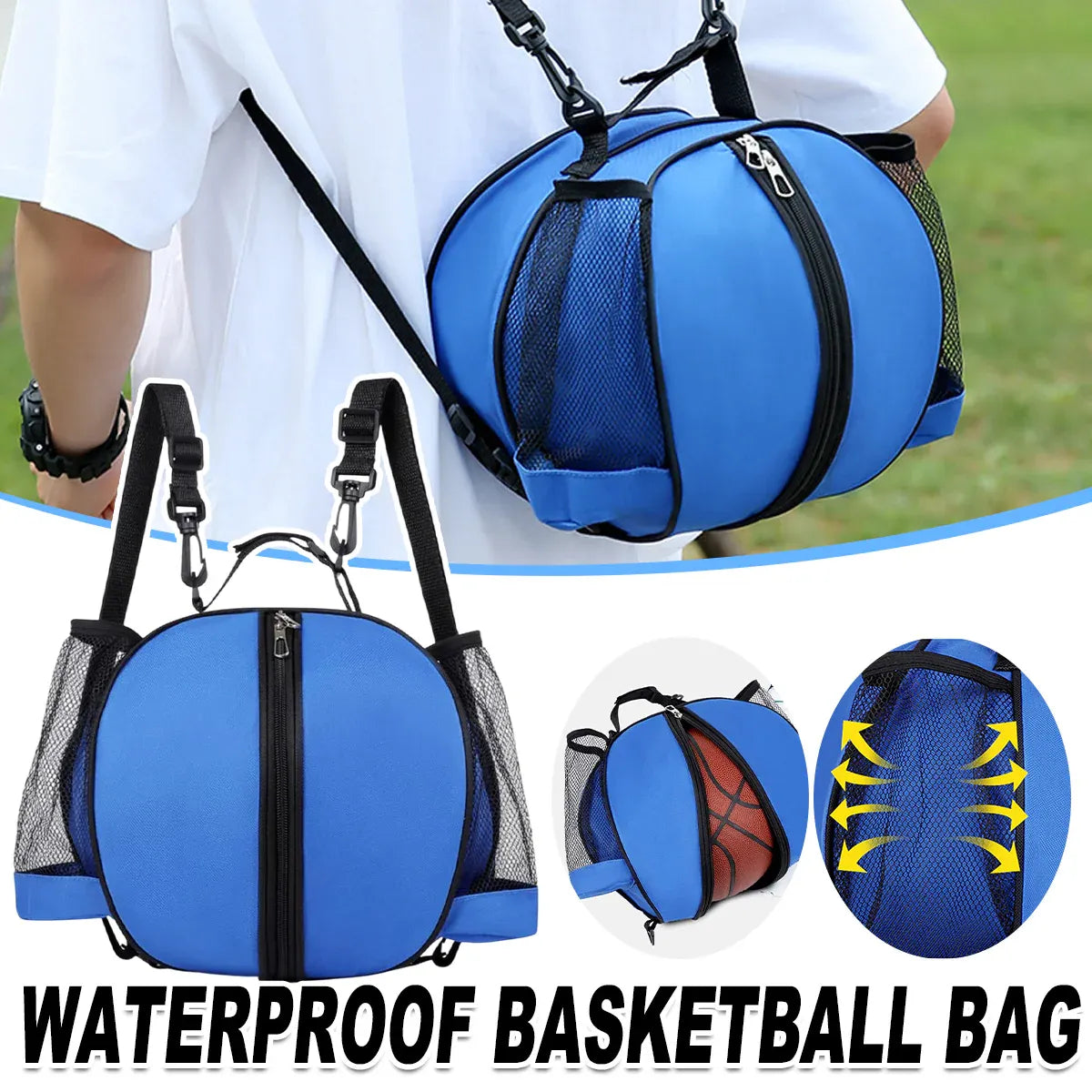 Waterproof Sports Outdoor Basketball Bag Gym Training Equipment Bag Backpack V528-BASKETBALL-BAG-BLUE-649805
