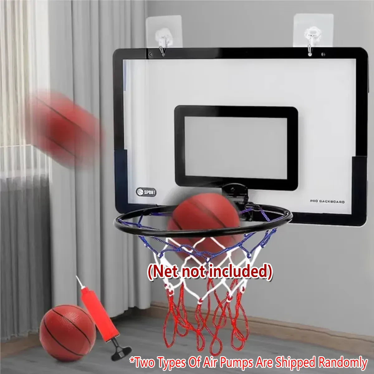 Wall Mounted Foldable Basketball Stand Indoor Outdoor Hoop Frame for Young Players V528-BASKETBALL-BLACK-536328