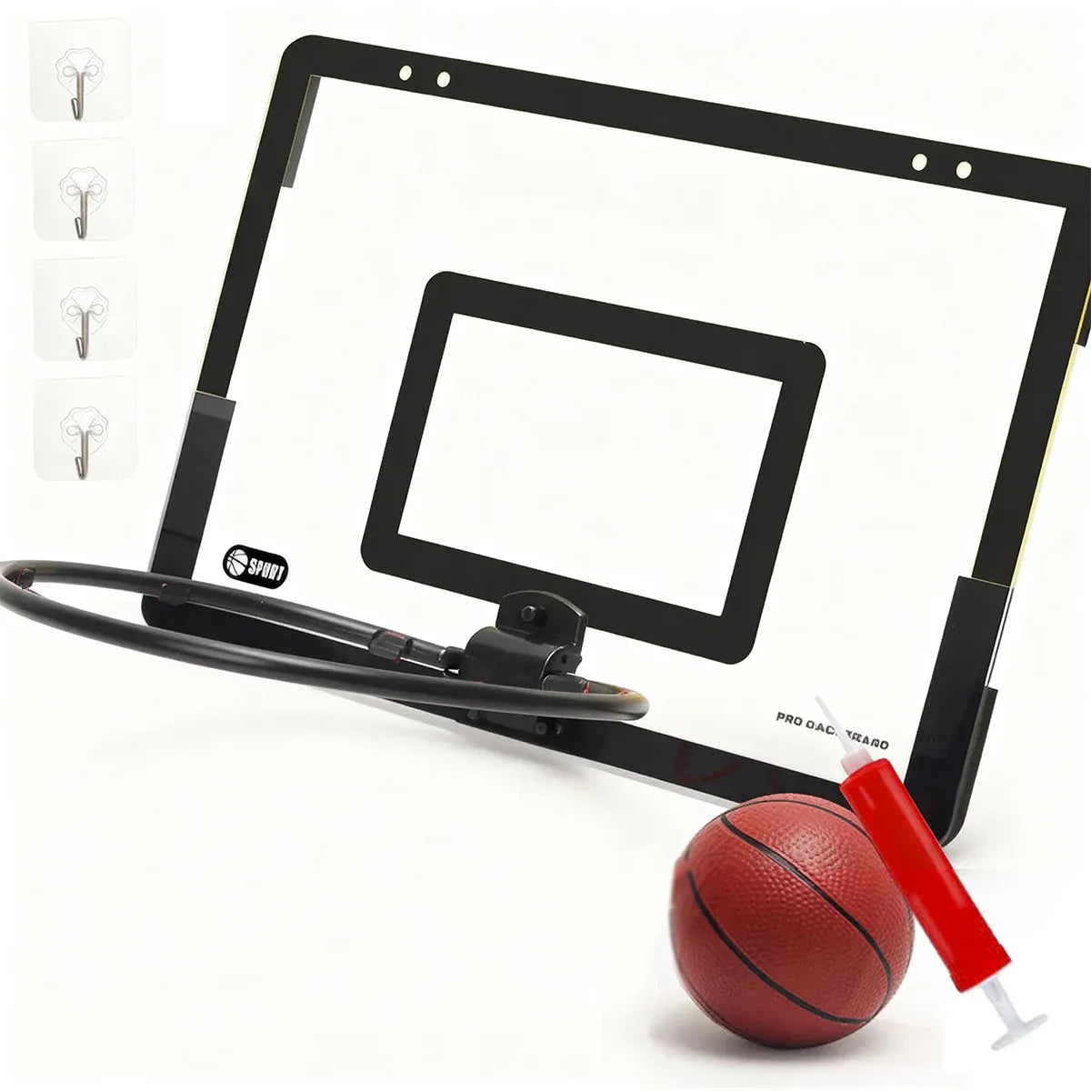 Wall Mounted Foldable Basketball Stand Indoor Outdoor Hoop Frame for Young Players V528-BASKETBALL-BLACK-536328