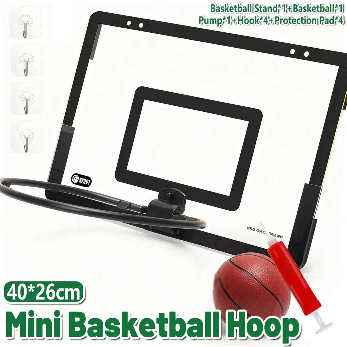 Wall Mounted Foldable Basketball Stand Indoor Outdoor Hoop Frame for Young Players V528-BASKETBALL-BLACK-536328