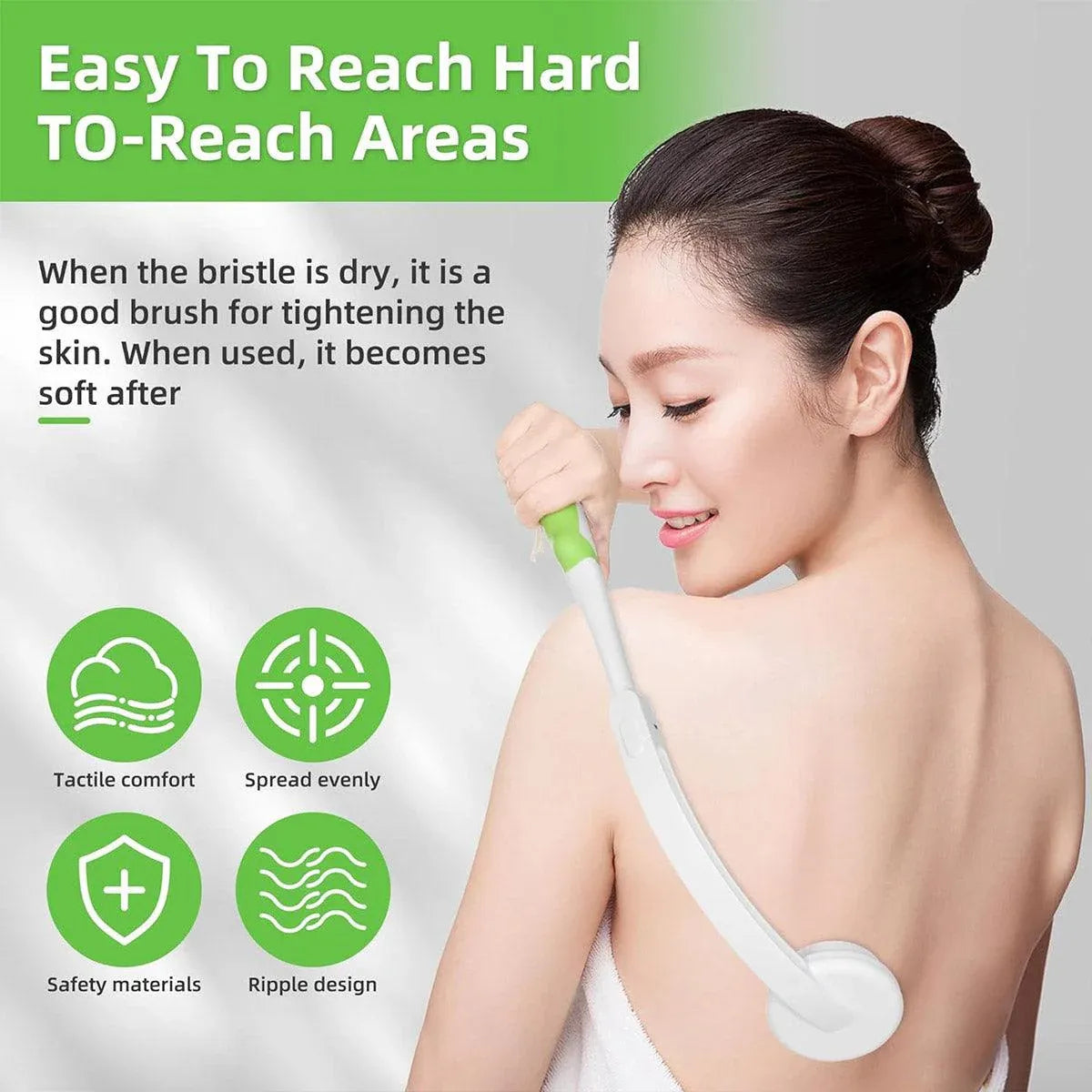 Back Bath Brush with Soft Bristles Curved Handle for Convenient Shower Scrubbing V528-BATH-BRUSH-369913