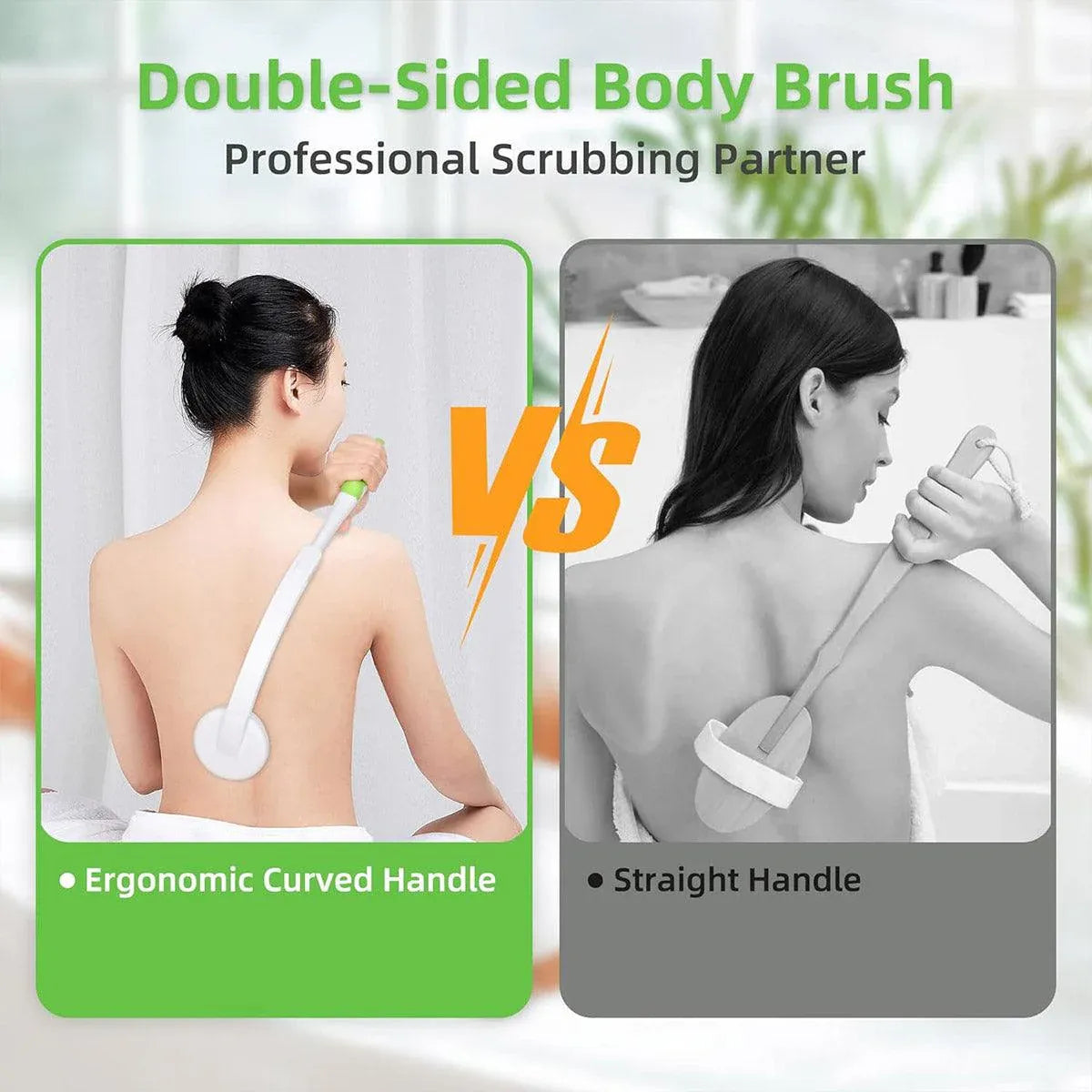 Back Bath Brush with Soft Bristles Curved Handle for Convenient Shower Scrubbing V528-BATH-BRUSH-369913