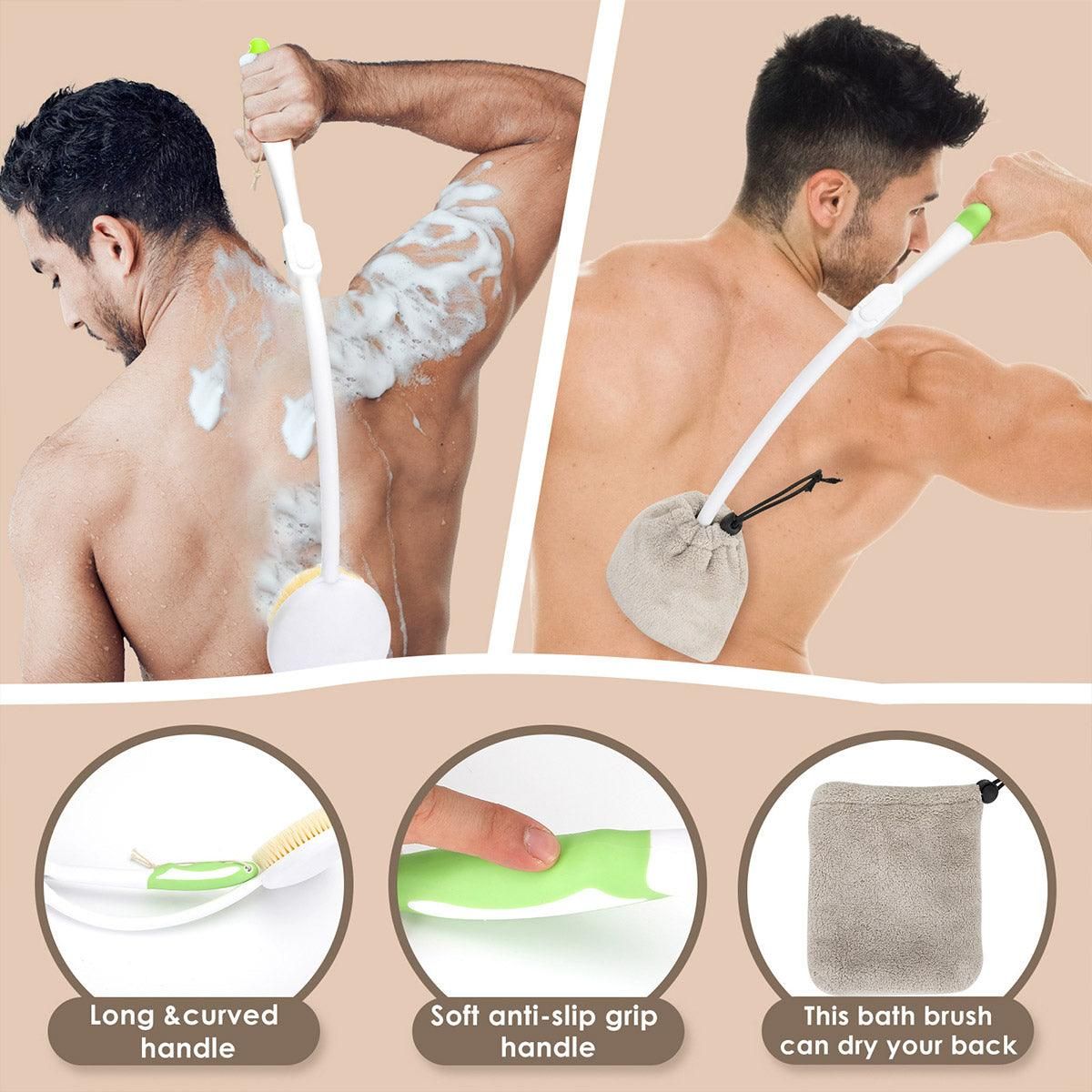 Back Bath Brush with Soft Bristles Curved Handle for Convenient Shower Scrubbing V528-BATH-BRUSH-369913