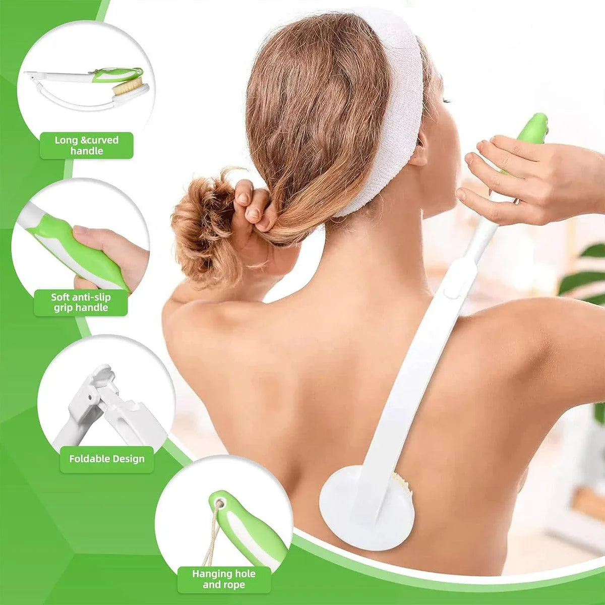 Back Bath Brush with Soft Bristles Curved Handle for Convenient Shower Scrubbing V528-BATH-BRUSH-369913