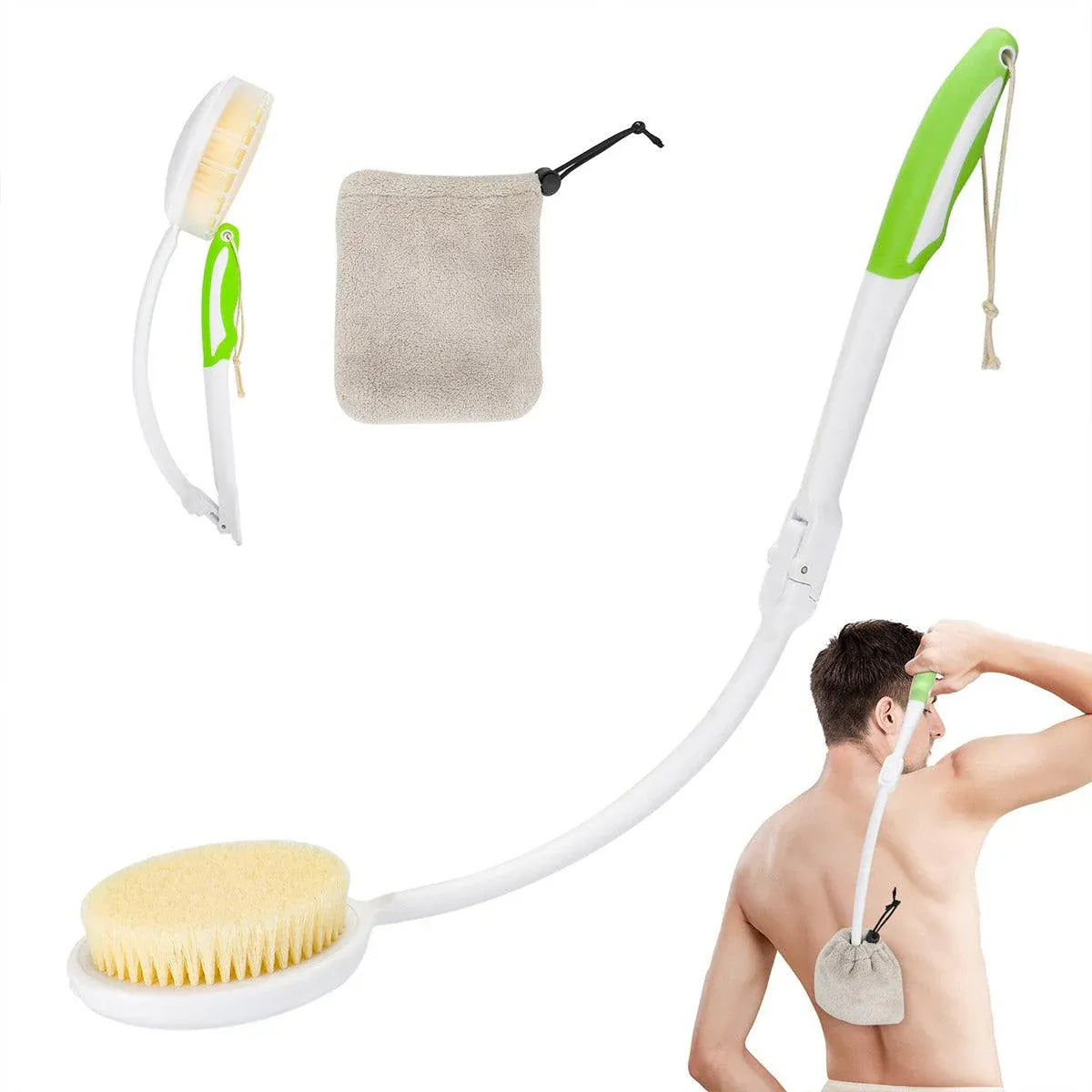 Back Bath Brush with Soft Bristles Curved Handle for Convenient Shower Scrubbing V528-BATH-BRUSH-369913