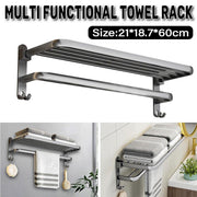 Grey Aluminum Towel Rack Punch-Free Bathroom Storage Towel Holder Home Organizer V528-BATH-TOWEL-HOLDER-60-511209
