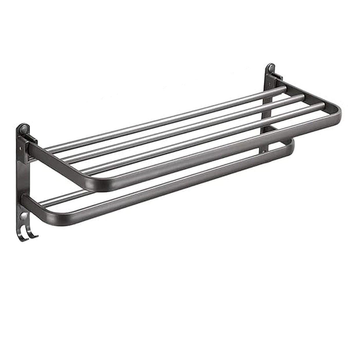 Grey Aluminum Towel Rack Punch-Free Bathroom Storage Towel Holder Home Organizer V528-BATH-TOWEL-HOLDER-60-511209