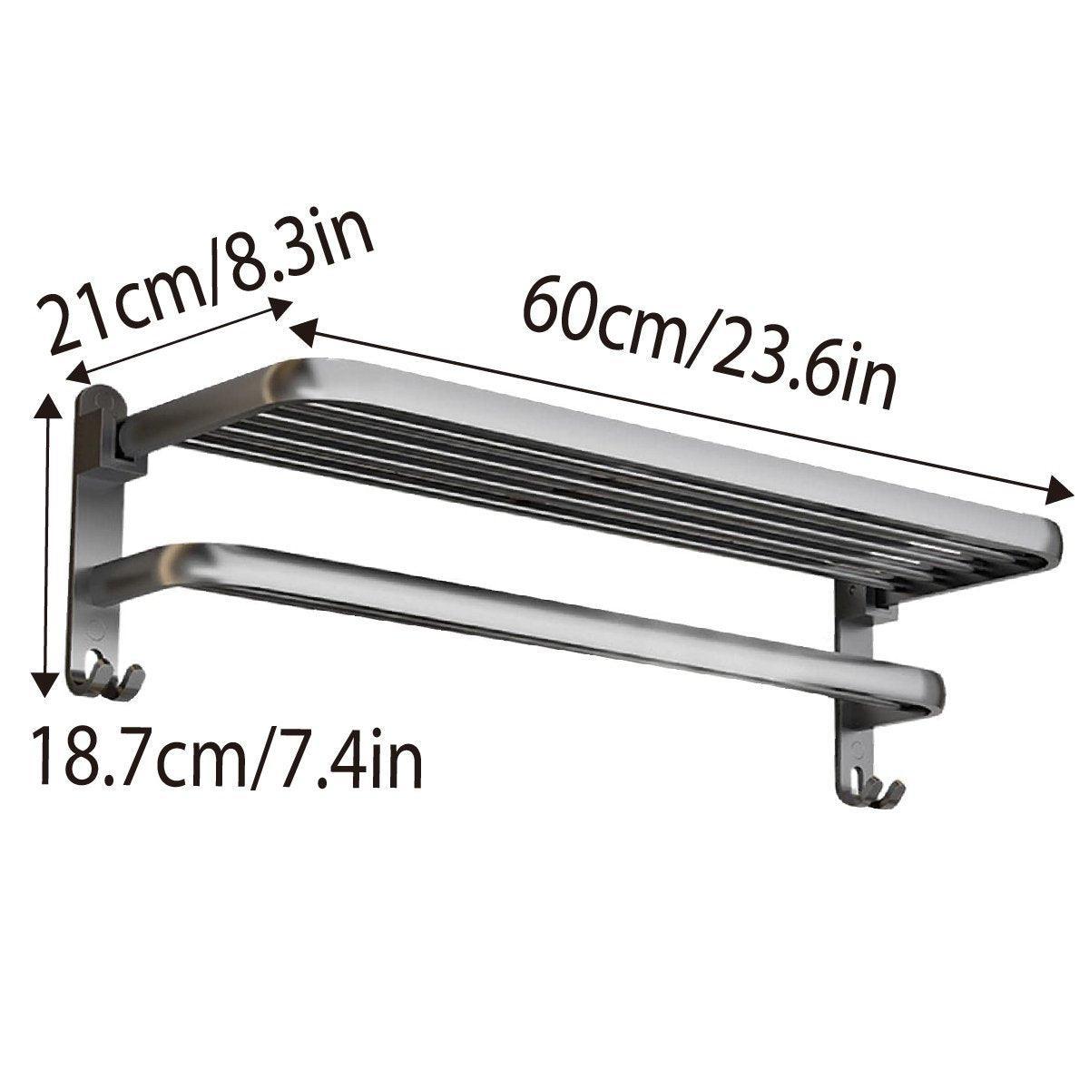 Grey Aluminum Towel Rack Punch-Free Bathroom Storage Towel Holder Home Organizer V528-BATH-TOWEL-HOLDER-60-511209